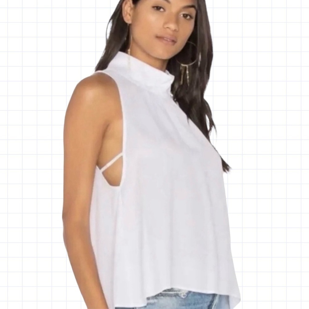 Free People Palm Breeze Mock Neck Sleeveless Blouse Top Size Medium